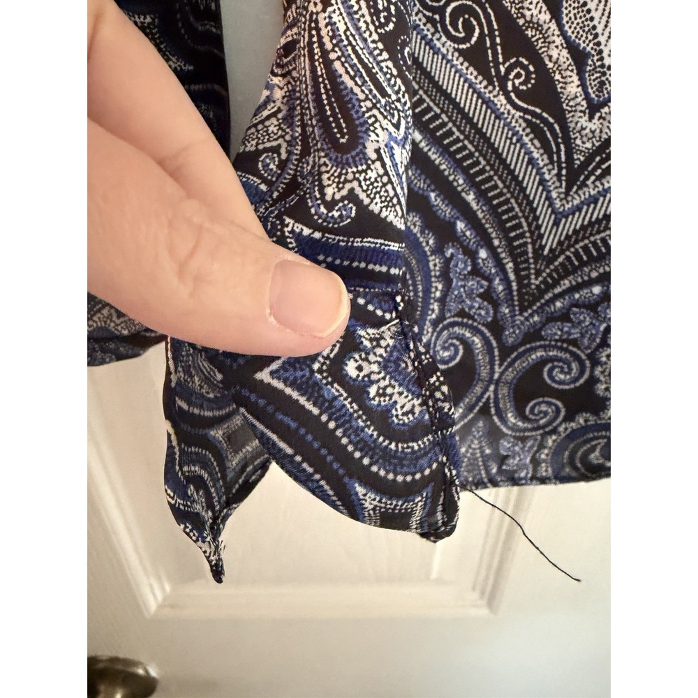 White House‎ Black Market Blue Paisley Silky Blouse Size Small Long Sleeve - Picture 4 of 10